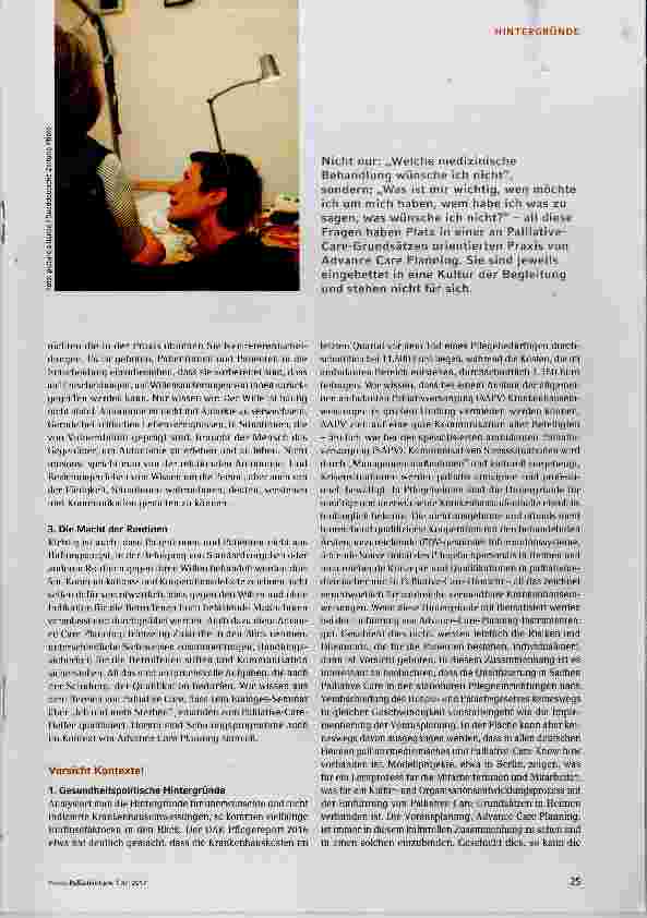 Vorschauseite 2: Advance Care Planning (ACP) Autonomieerhalt oder Rechtssicherheit für Medizin und Pflege?