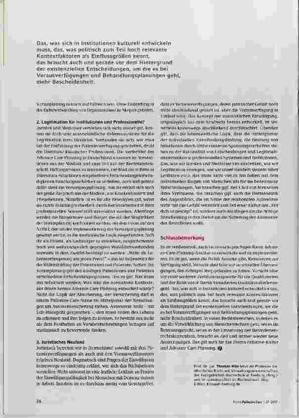 Vorschauseite 3: Advance Care Planning (ACP) Autonomieerhalt oder Rechtssicherheit für Medizin und Pflege?
