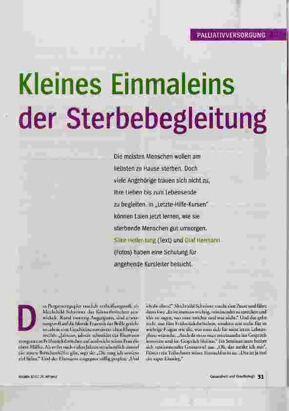 Vorschauseite 2: Kleines Einmaleins der Sterbebegleitung