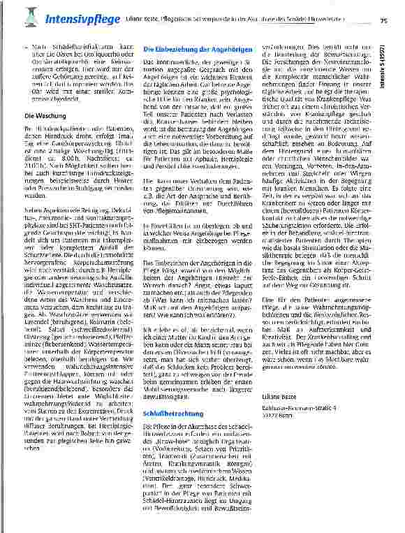 Vorschauseite 6: Pflegerische Schwerpunkte in der Akutphase des Schädel-Hirnverletzten