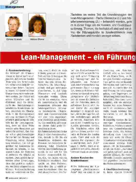 Vorschauseite 1: Lean Management - ein Führungskonzept für die Krankenpflege? 2. Teil