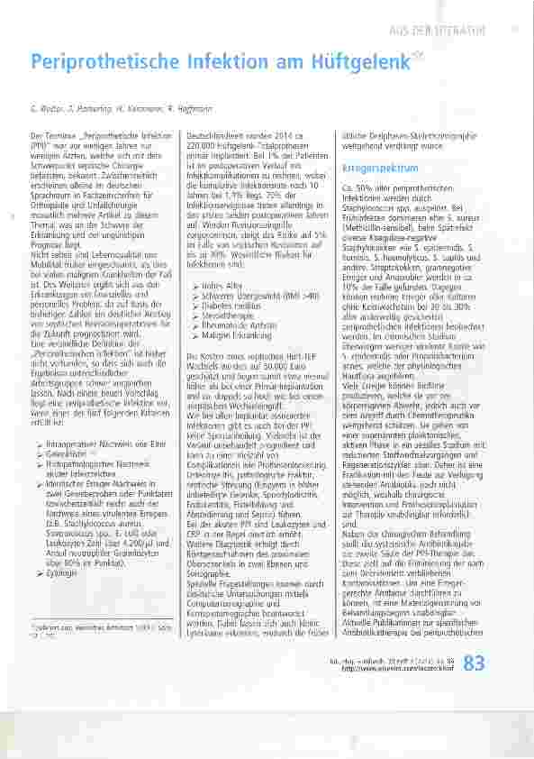 Vorschauseite 1: Periprothetische Infektion am Hüftgelenk
