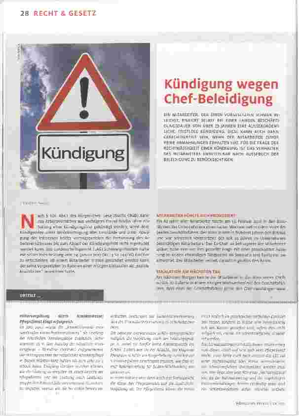 Vorschauseite 1: Kündigung wegen Chef-Beleidigung