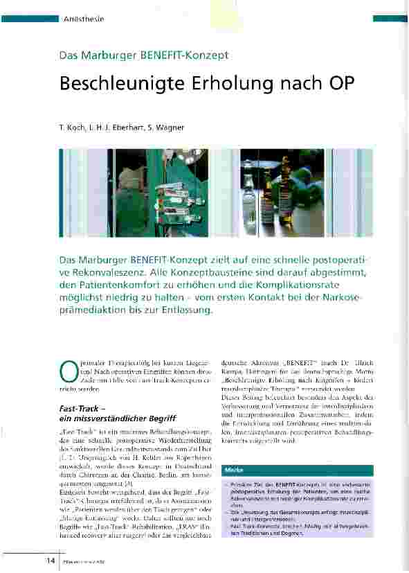 Vorschauseite 1: Beschleunigte Erholung nach OP