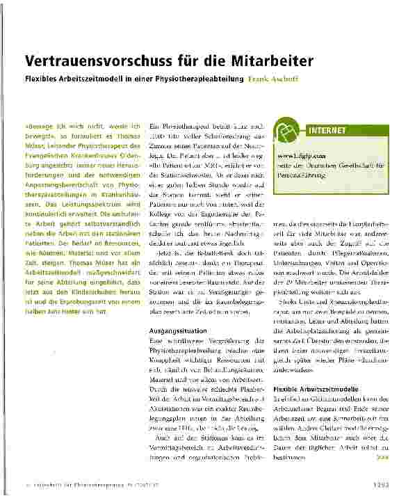 Vorschauseite 1: Vertrauensvorschuss für die Mitarbeiter