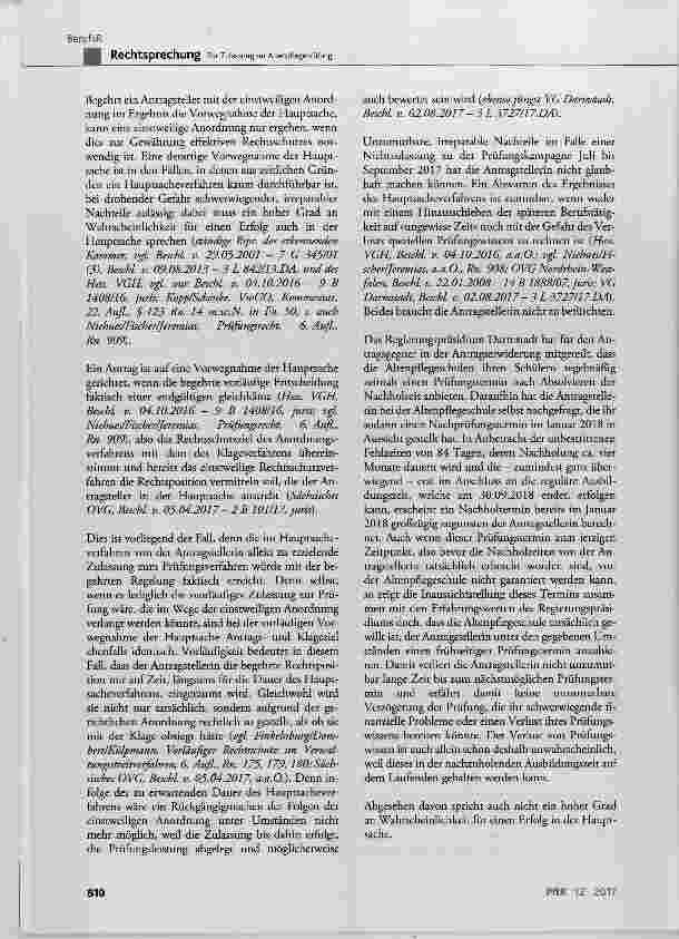 Vorschauseite 2: Zur Zulassung zur Altenpflegeprüfung