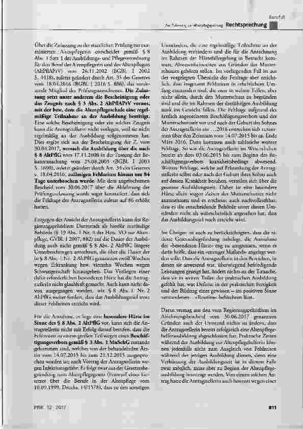 Vorschauseite 3: Zur Zulassung zur Altenpflegeprüfung