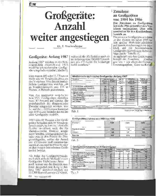 Vorschauseite 1: Großgeräte: Anzahl weiter angestiegen