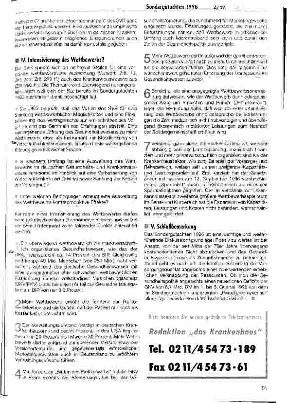 Vorschauseite 5: Das Krankenhaus: Wirtschaftsfaktor mit Wirtschaftlichkeitsreserven? Anmerkungen der DKG zum Sondergutachten 1996