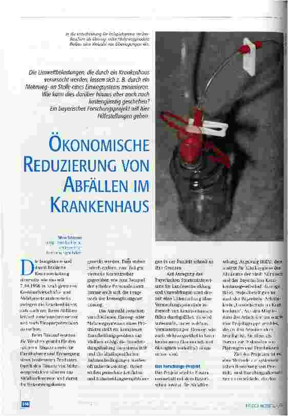 Vorschauseite 1: Ökonomische Reduzierung von Abfällen im Krankenhaus