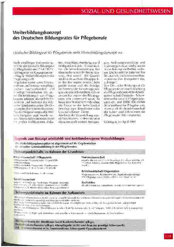 Vorschauseite 1: Weiterbildungskonzept des Deutschen Bildungsrates für Pflegeberufe Deutscher Bildungsrat für Pflegeberufe stellt Weiterbildungskonzept vor