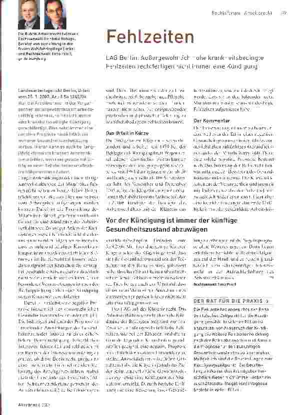 Vorschauseite 1: Fehlzeiten
