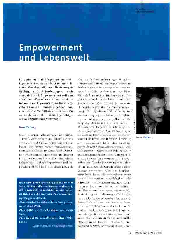 Vorschauseite 1: Empowerment und Lebenswelt