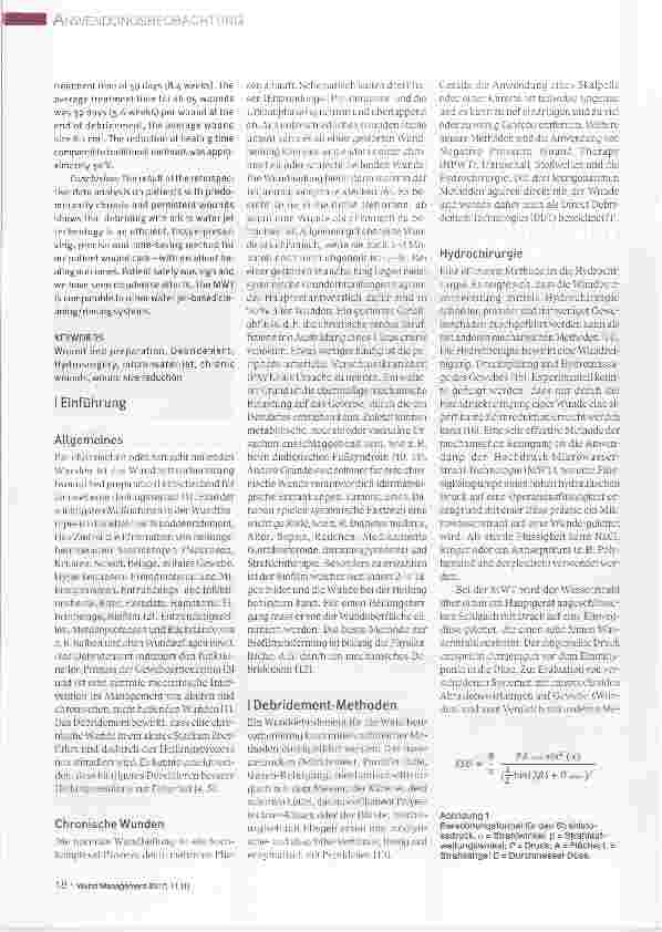 Vorschauseite 2: Effektives Debridieren mit der Mikrowasserstrahl-Technologie (MWT):Eine retrospektive klinische Anwendungsbeobachtung bei 90 Patienten mit akuten und chronischen Wunden