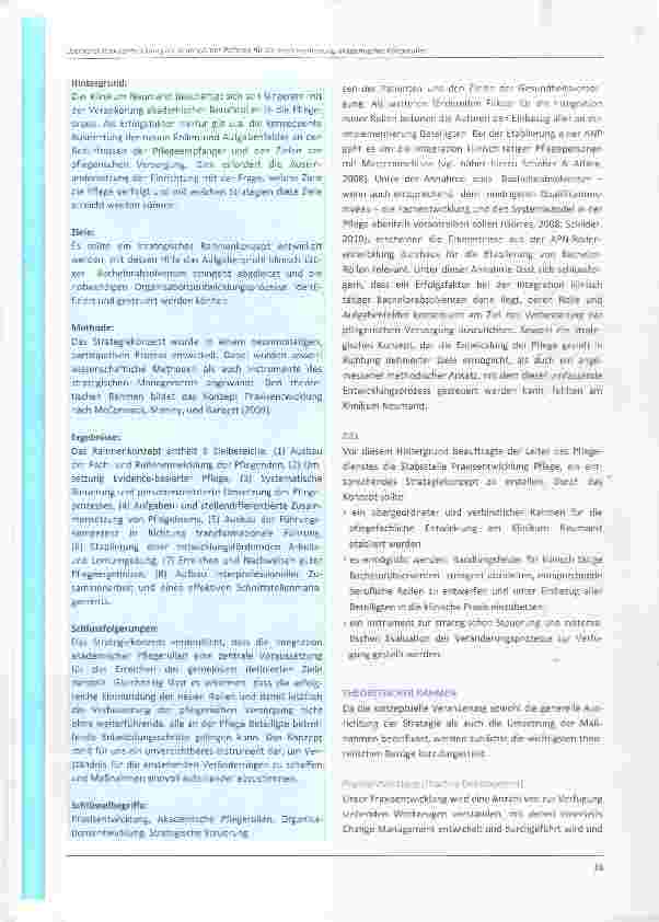 Vorschauseite 2: Praxisentwicklung als strategischer Rahmen für die Implementierung akademischer Pflegerollen