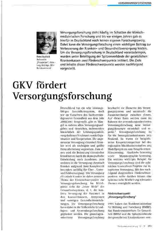 Vorschauseite 1: GKV fördert Versorgungsforschung