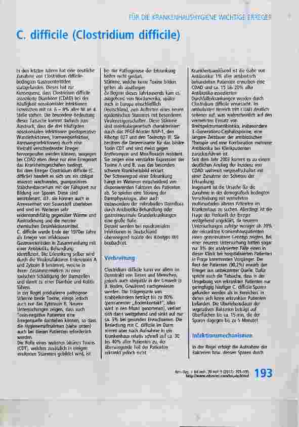 Vorschauseite 1: C. difficile (Clostridium difficile)