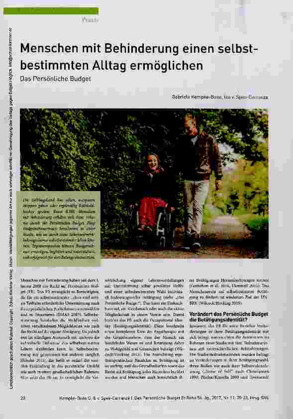 Vorschauseite 1: Menschen mit Behinderung einen selbst bestimmten Alltag ermöglichen