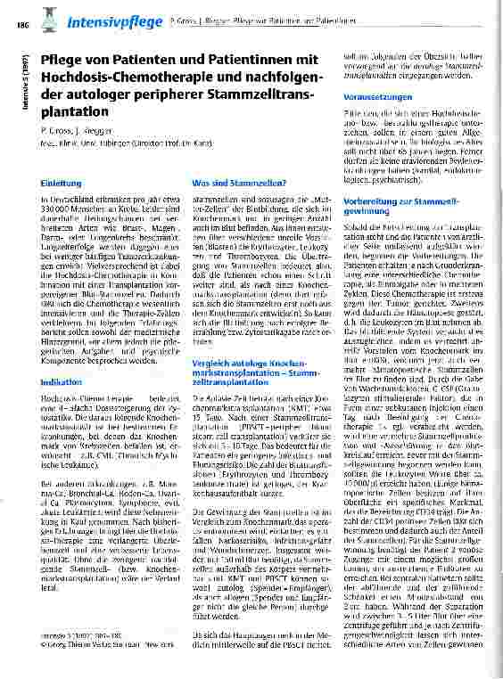 Vorschauseite 1: Pflege von Patienten und Patientinnen mit Hochdosis-Chemotherapie und nachfolgender autologer peripherer Stammzelltransplantation