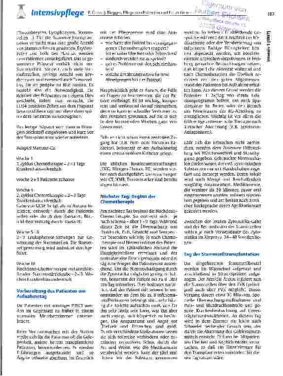 Vorschauseite 2: Pflege von Patienten und Patientinnen mit Hochdosis-Chemotherapie und nachfolgender autologer peripherer Stammzelltransplantation