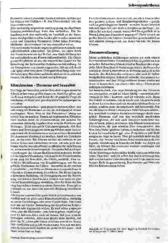 Vorschauseite 6: Das Klimaterium - die Wechseljahre Probleme und Behandlungsmöglichkeiten