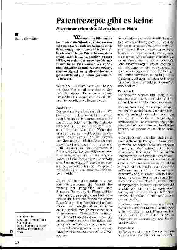 Vorschauseite 1: Patentrezepte gibt es keine Alzheimer erkrankte Menschen im Heim