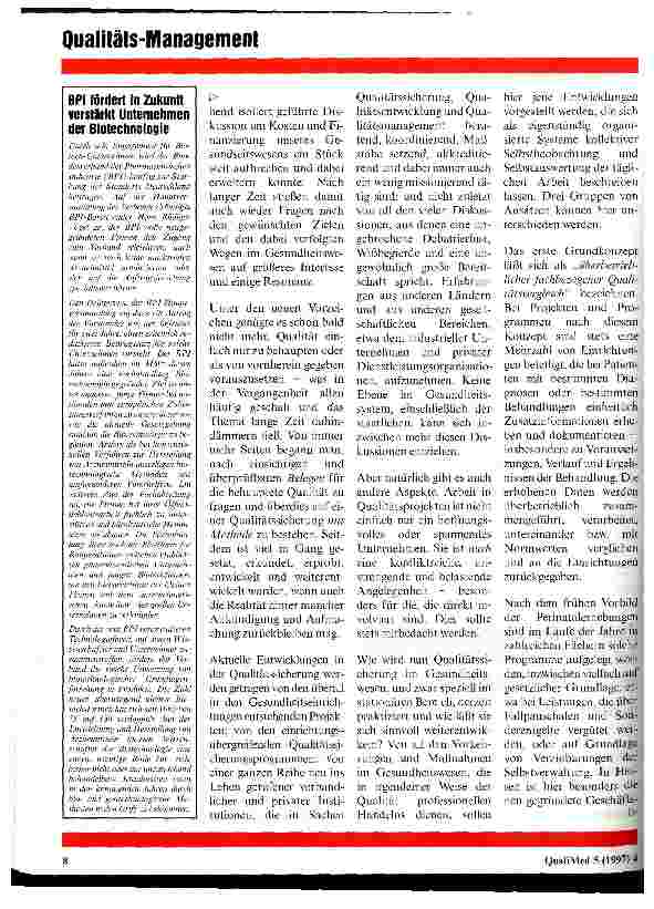 Vorschauseite 2: Künftige Aufgabenschwerpunkte zur Sicherung von Qualität in der Gesundheitsversorgung