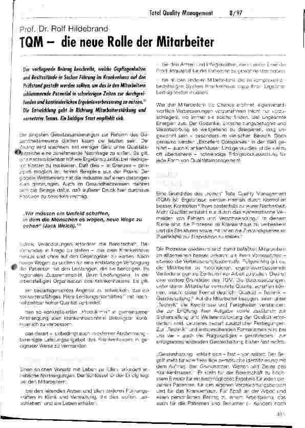 Vorschauseite 1: TQM - die neue Rolle der Mitarbeiter