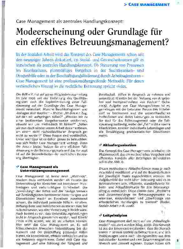 Vorschauseite 1: Modeerscheinung oder Grundlage für ein effektivesBetreuungsmanagement