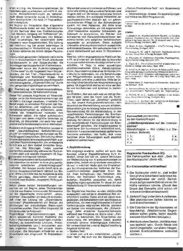 Vorschauseite 4: Berichterstattung über die Weiterbildung für Krankenschwestern in patientenzentrierter Pflege/psychosomatische Medizin
