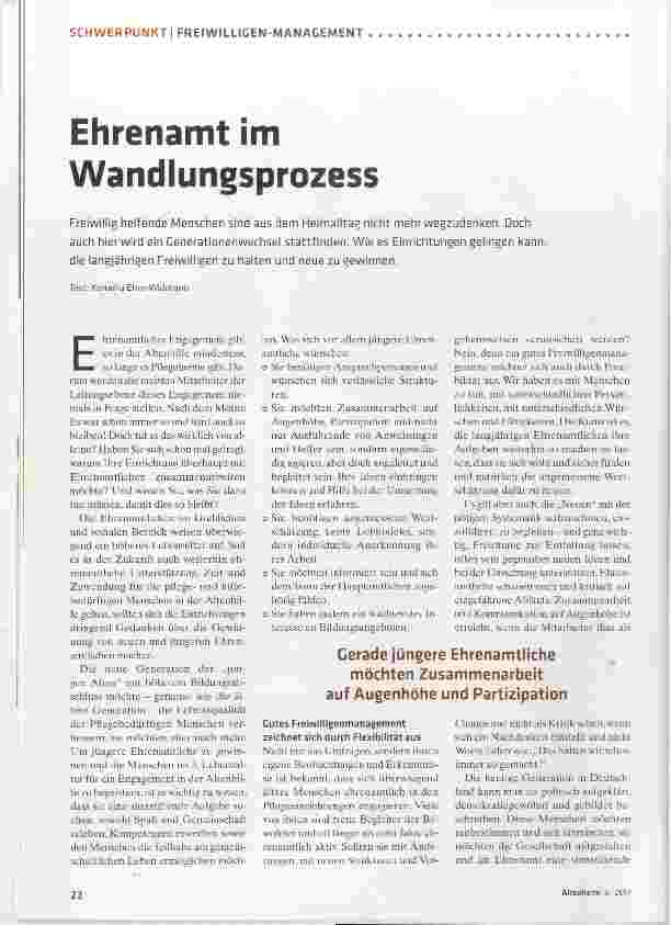 Vorschauseite 1: Ehrenamt im Wandlungsprozess
