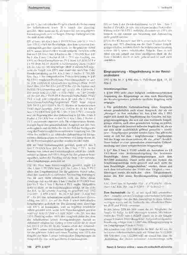 Vorschauseite 1: Eingruppierung - Klageänderung in der Revisionsinstanz