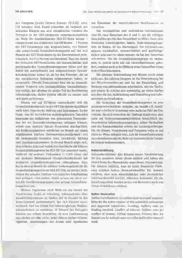 Vorschauseite 2: Gesundheitskompetenz von gesetzlich Krankenversicherten Health literacy of SHI insurees