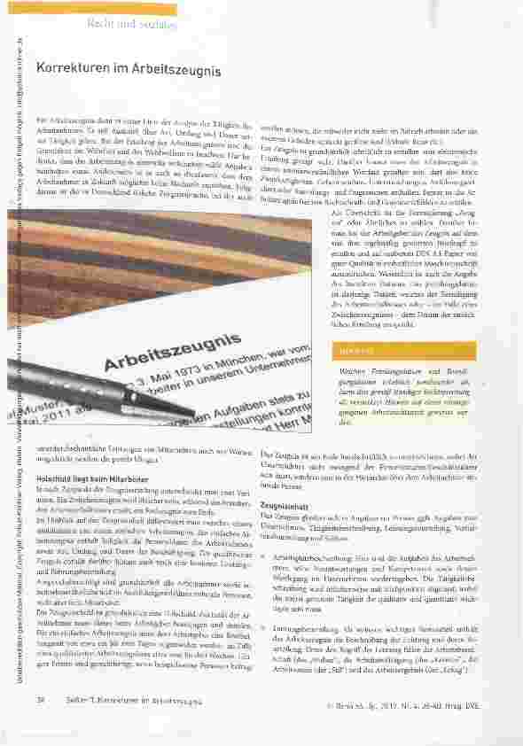 Vorschauseite 1: Korrekturen im Arbeitszeugnis
