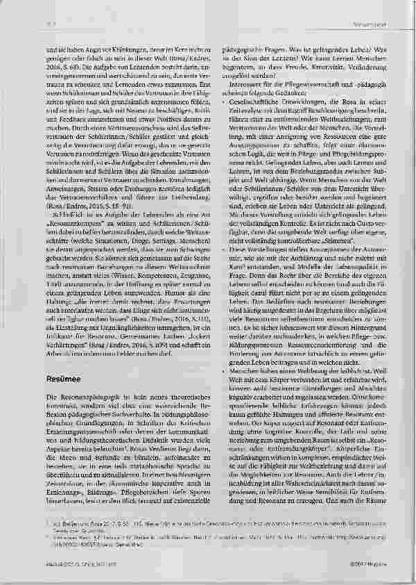 Vorschauseite 6: Lehrende als Stimmgabeln? Harnnut Rosas Resonanztheorie und die Pfiegepädagogik Versuch einer Annäherung