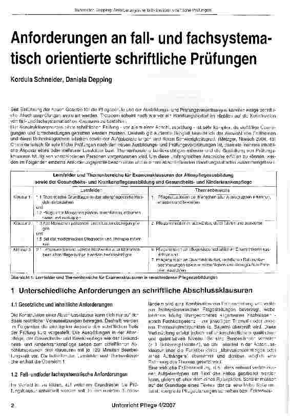 Vorschauseite 1: Anforderungen an fallund fachsystematisch orientierte schriftliche Prüfungen