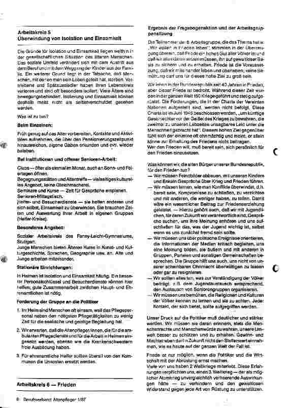Vorschauseite 5: 10. Bundeskongreß der älteren Generation Ergebnisse und Anliegen der älteren Generation