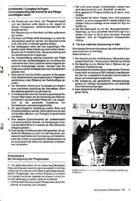Vorschauseite 6: 10. Bundeskongreß der älteren Generation Ergebnisse und Anliegen der älteren Generation