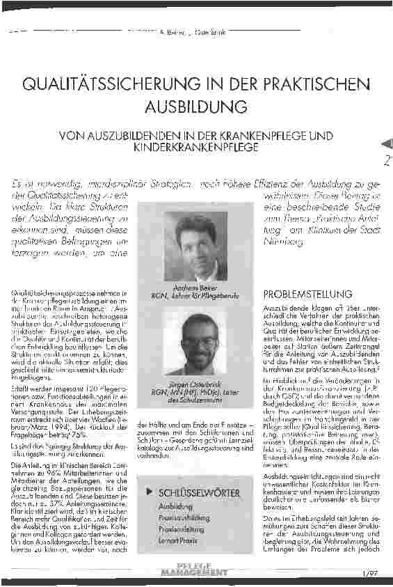 Vorschauseite 1: Qualitätssicherung in der praktischen Ausbildung