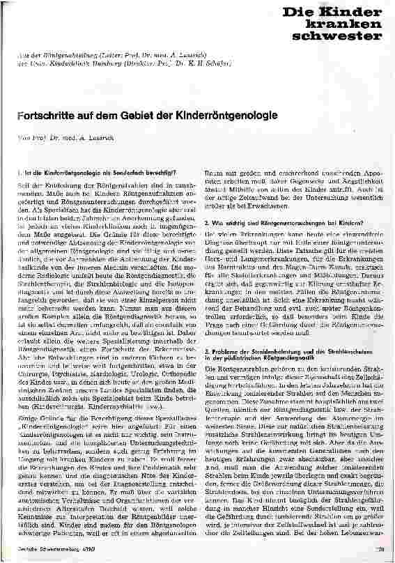 Vorschauseite 1: Fortschritte auf dem Gebiet der Kinderröntgenologie