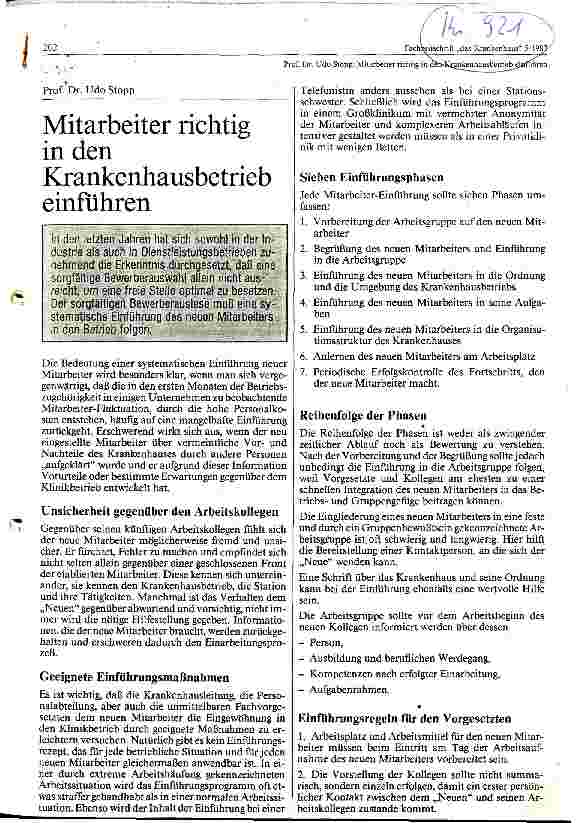 Vorschauseite 1: Mitarbeiter richtig in den Krankenhausbetrieb einführen
