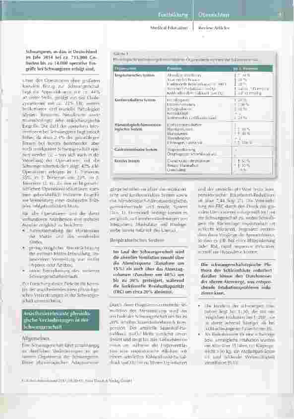 Vorschauseite 2: Anästhesie für die schwangere Patientin