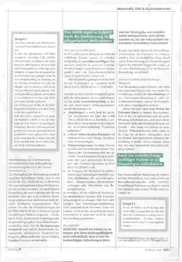 Vorschauseite 2: Das 2. Erwachsenenschutz-Gesetz die wichtigsten Änderungen aus der Sicht der Pflege (Teil 2)