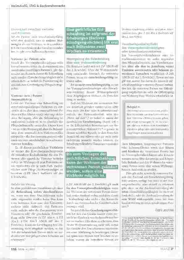 Vorschauseite 3: Das 2. Erwachsenenschutz-Gesetz die wichtigsten Änderungen aus der Sicht der Pflege (Teil 2)