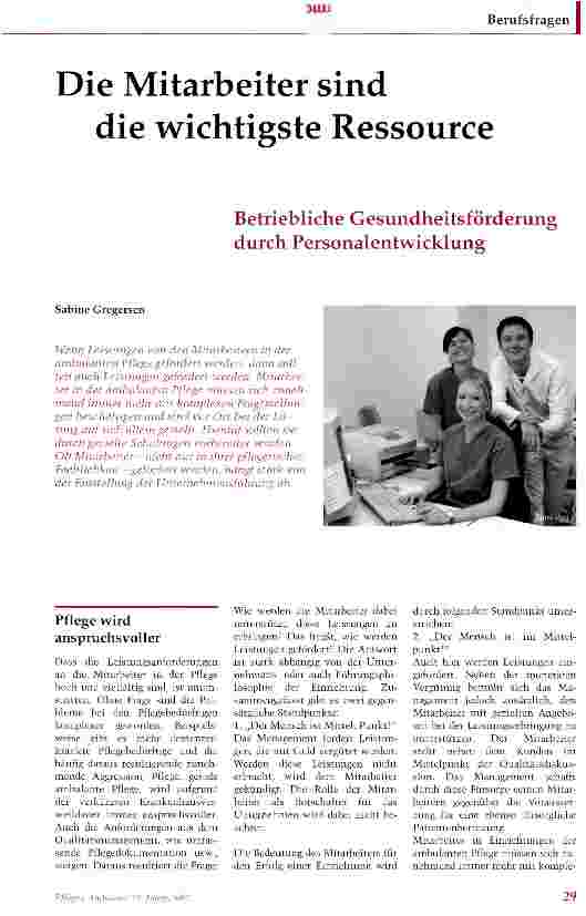 Vorschauseite 1: Die Mitarbeiter sind die wichtigste Ressource