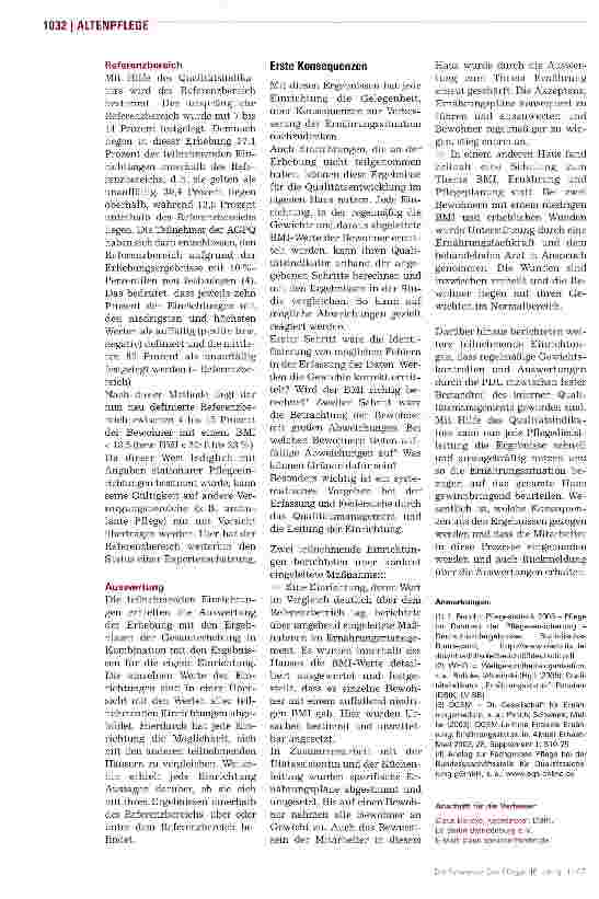 Vorschauseite 3: Qualitätsindikator Ernährungsstatus