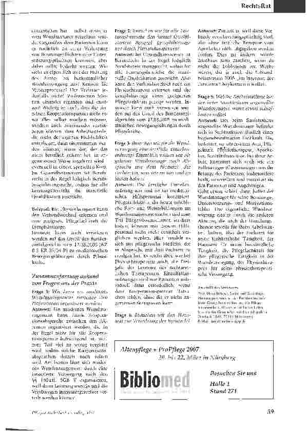 Vorschauseite 3: Rechtsfragen zum Wundmanagement