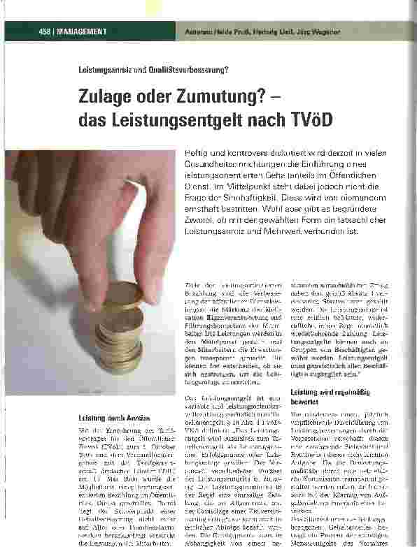 Vorschauseite 1: Zulage oder Zumutung? - das Leistungsentgelt nach TVöD
