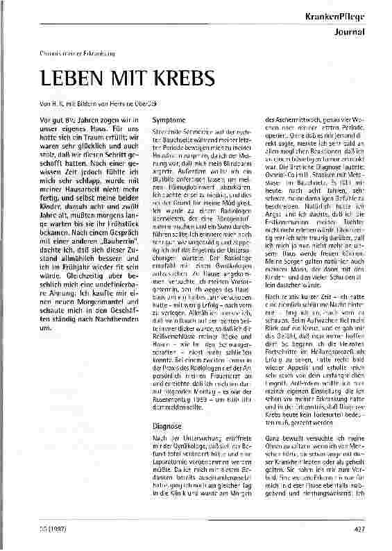 Vorschauseite 1: Leben mit Krebs Chronik meiner Erkrankung