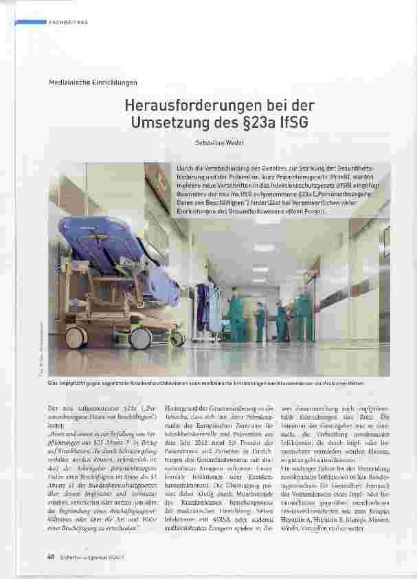 Vorschauseite 1: Herausforderungen bei der Umsetzung des §23a IfSG